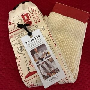 Demdaco Kitchen Boa towel- “Some Days It feels Right to Cook”-red/cream neck Boa